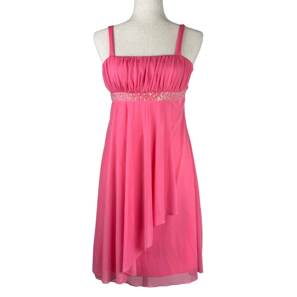 City Triangles Pink Sequin Empire Waist Mini Dress Youth XL